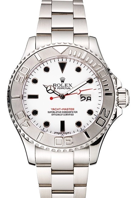 Aaa replica watch Yacht-Master Bracelet Case Stainless Steel White And Rolex Dial 0602